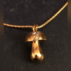 Gold and diamond custom-made mushroom necklace